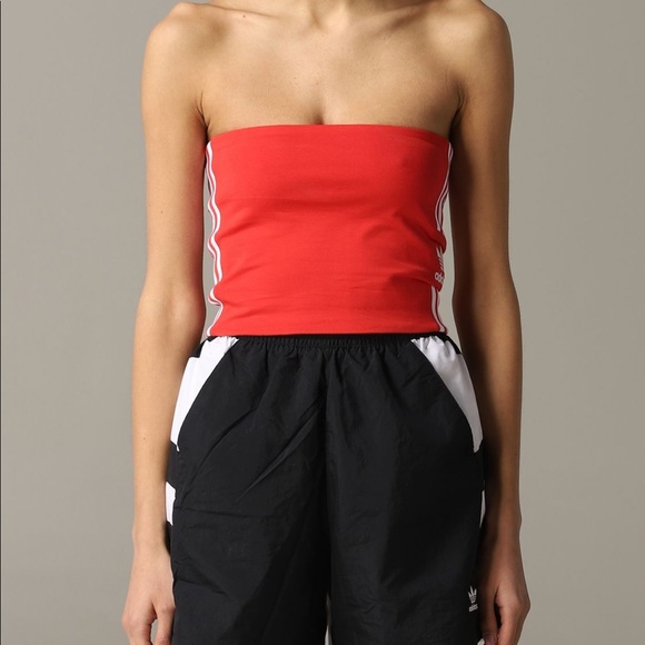 RED ADIDAS BANDEAU TUBE TOP, Size XS - Picture 2 of 14